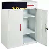 Tủ hồ sơ trắng hiện đại  kèm với tay nắm âm màu cam TU12NKD